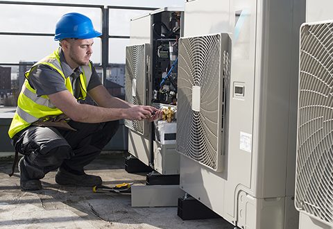 air conditioning installation on rooftop